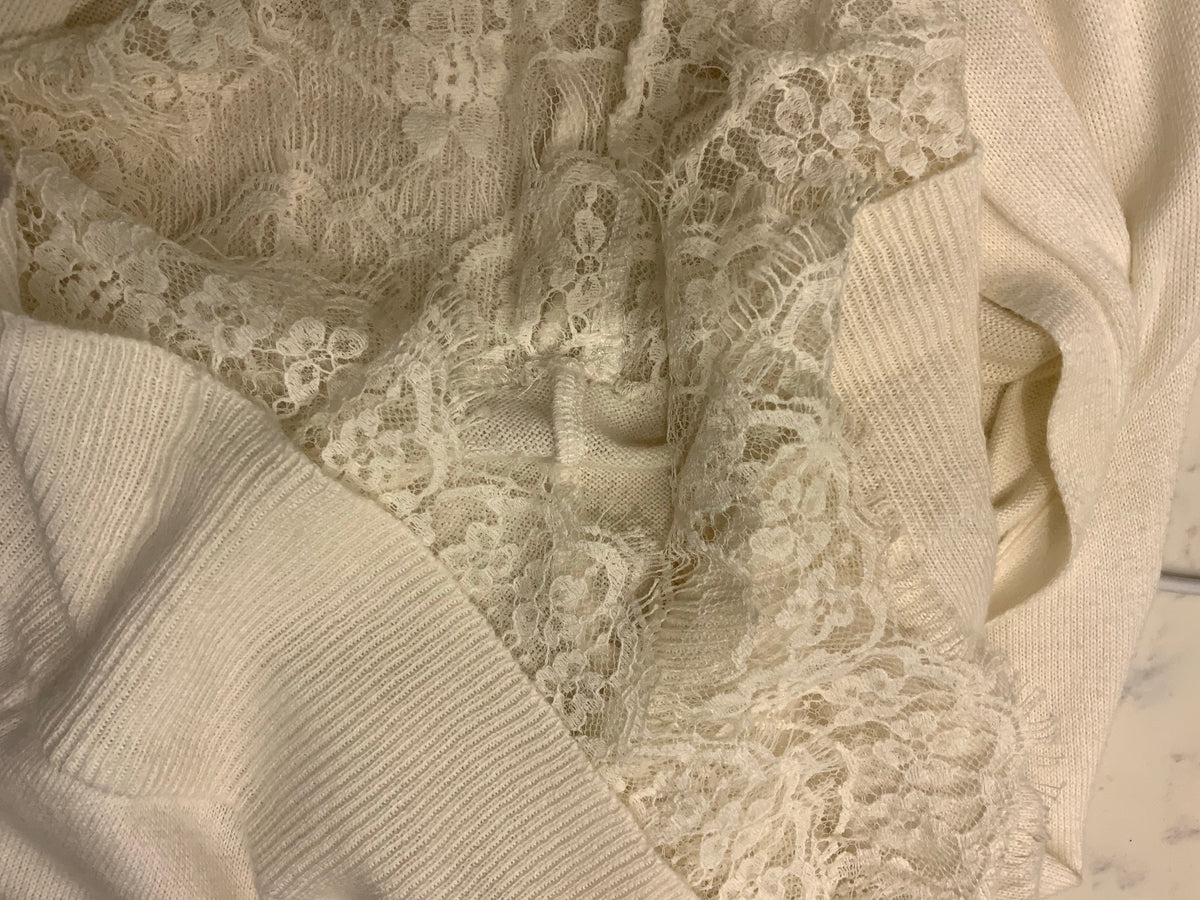 Ermanno Scervino Lace Insert knit White Top Size S small ladies