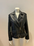 KARL LAGERFELD LEATHER BIKER JACKET SIZE I 44 F 40 lade