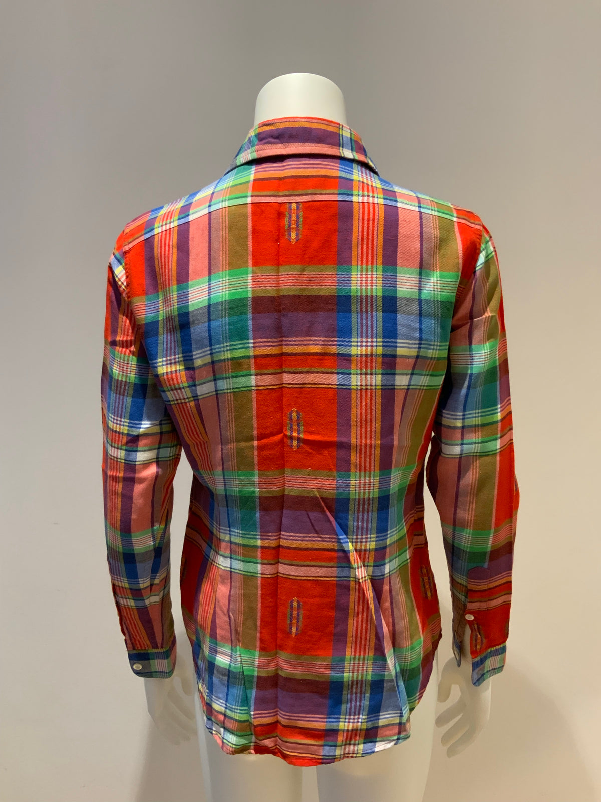 RALPH LAUREN Plaid Cotton Linen Shirt Size US 4 UK 8 S small ladies