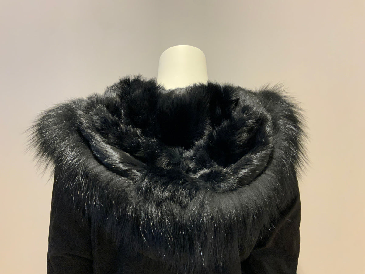 Witty Knitters Collections Rabbit Raccoon Natural Fur Parka Jacket Coat Size XS ladies