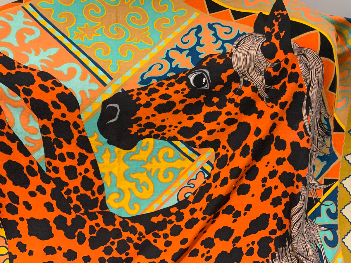 Hermès Hermes Paris Cashmere Silk Appaloosa Des Steppes Shawl 140 Scarf ladies