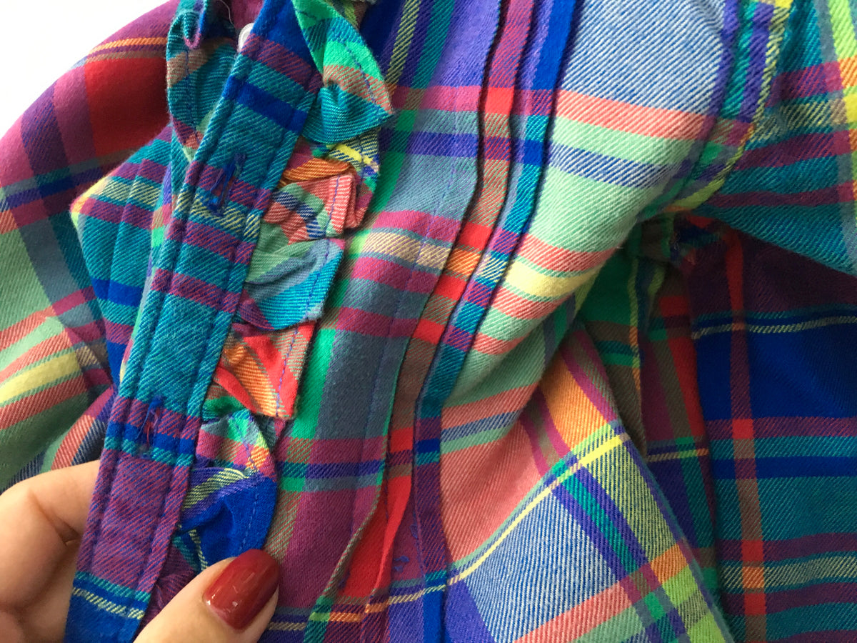 Ralph Lauren Polo plaid ruffle button down shirt 4 years old Children