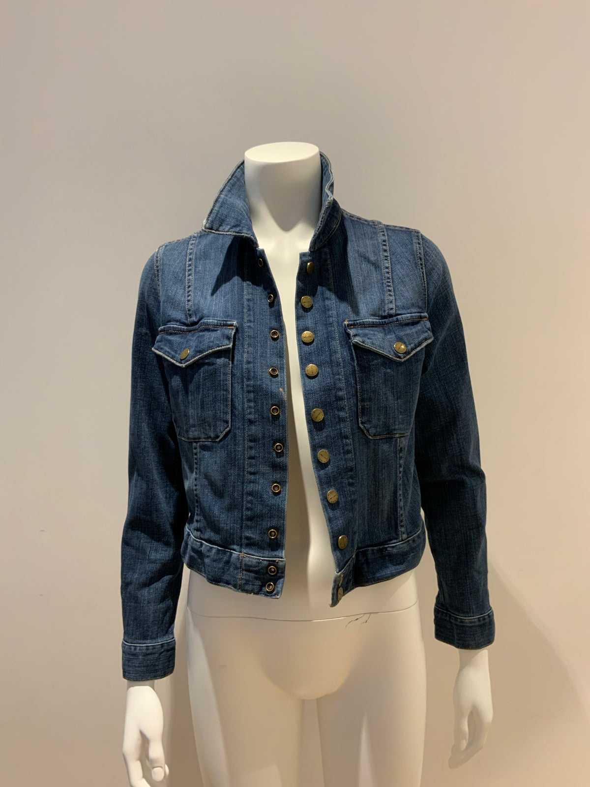 Current/Elliott Current Elliott The Snap Jacket in Loved Wash, Denim Jacket Sz 2 ladies