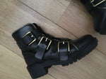 Balmain Ranger multi-strap leather ankle combat boots Size 37 ladies