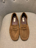 Papouelli Children Boys' Suede Brown Round-Toe Loafers Shoes Size 31 & 40 children