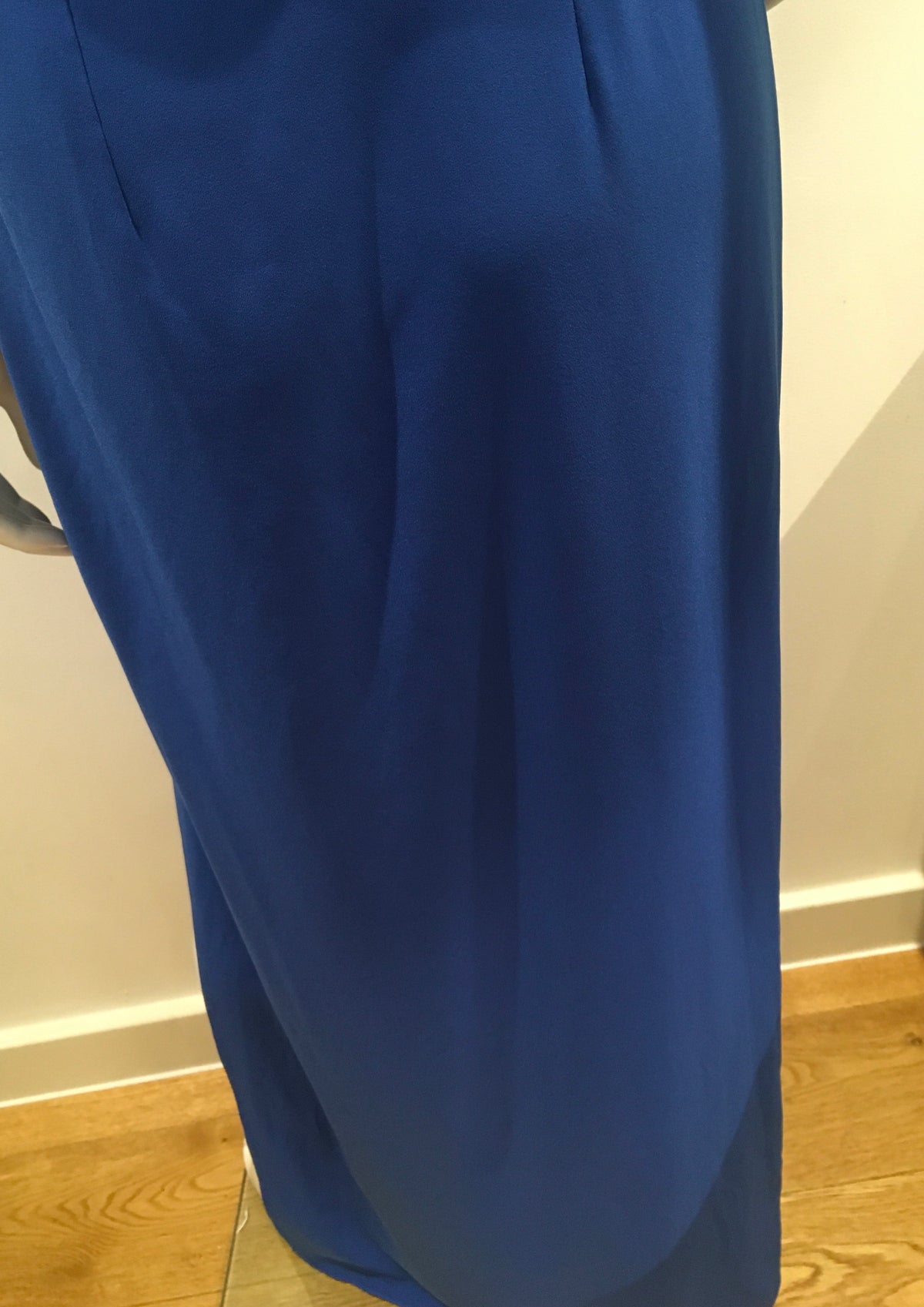 Halston Heritage POne-Shoulder Stretch Crepe Evening Gown inBlue Size UK 8 US 4 ladies