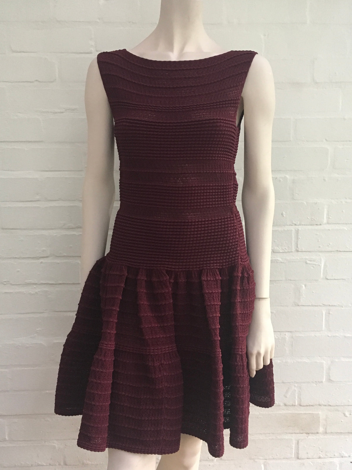 AZZEDINE ALAÏA ALAIA BURGUNDY KNIT SKATER DRESS Ladies