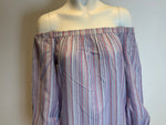 BCBG MAX AZRIA STRIPED OFF THE SHOULDERS DRESS SIZE XS Ladies