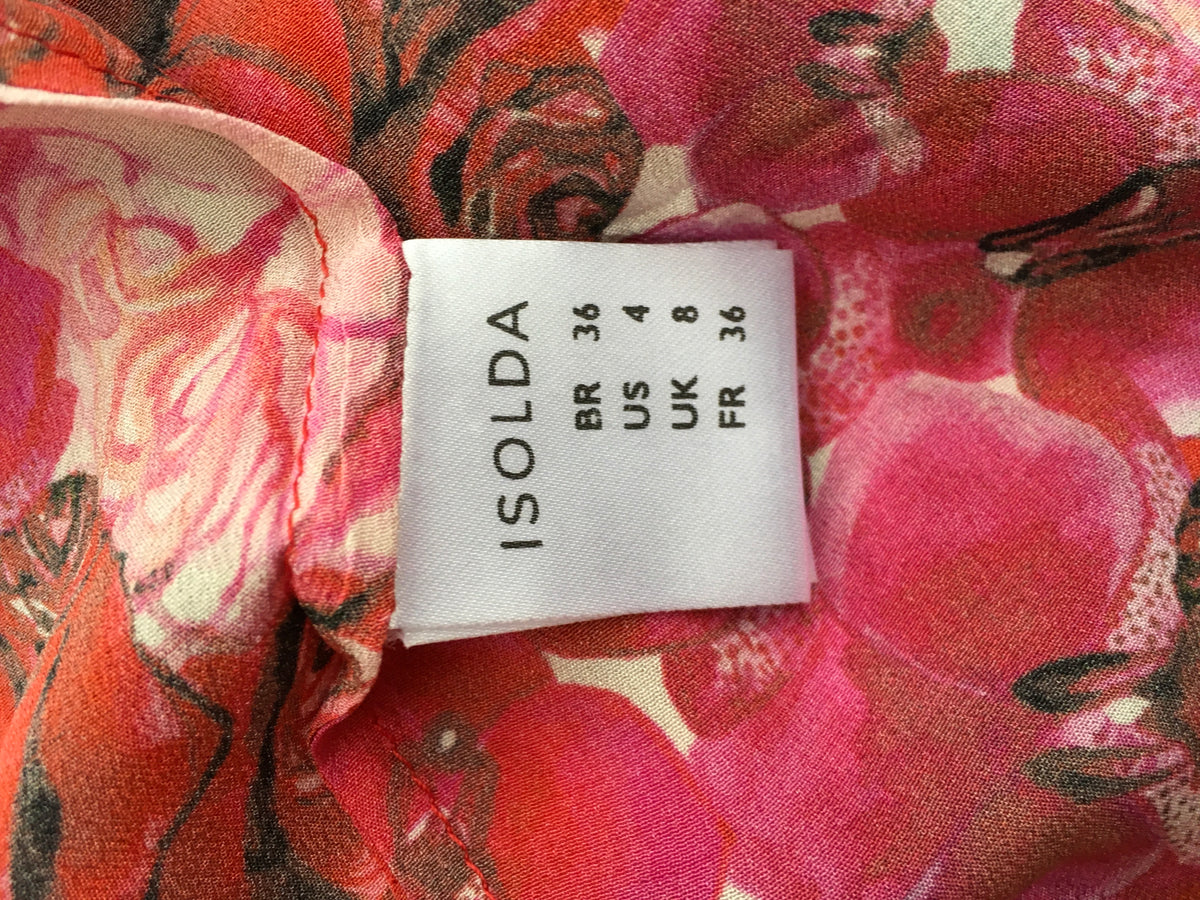 ISOLDA Fru Fru floral-print silk dress Size US 4 UK 8 S SMALL ladies
