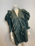 RALPH LAUREN RR Double R Ruffle Mini Linen & Cotton Dress Size US 2 UK 6 XS ladies
