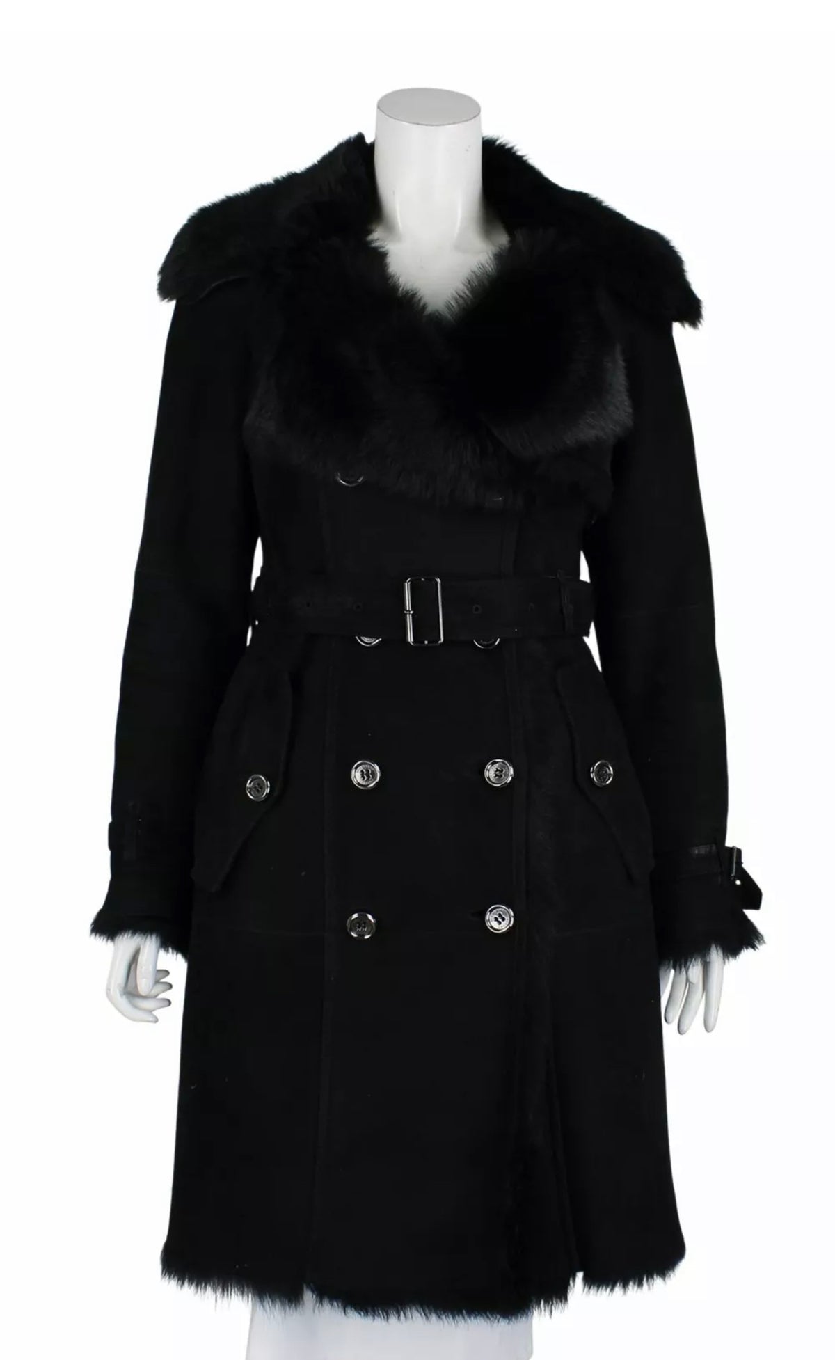 BURBERRY PRORSUM Shearling Trench Coat Size UK 6 US 4 I 38 as Kate Middleton ladies