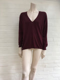 Burgundy pure cashmere thin knit sweater jumper top Size S Small Ladies