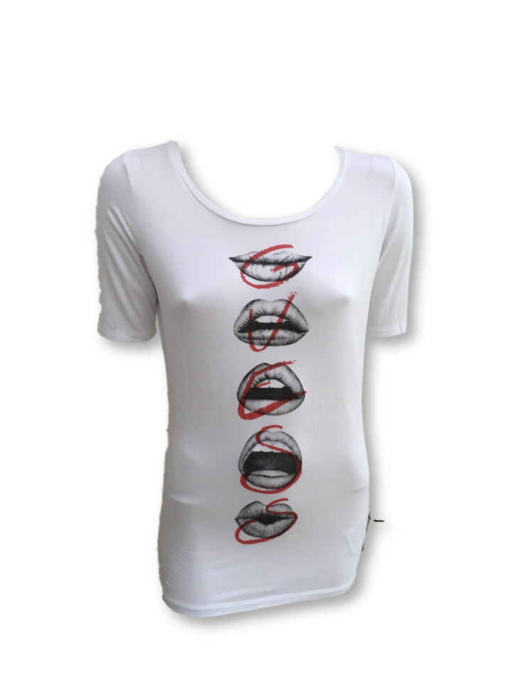 Guess Printed White T-shirt Top Size S Small Ladies