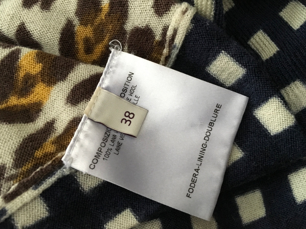 Stella McCartney Multicolor Contrast Print 40 Animal Print Leopard Check Casual Ladies