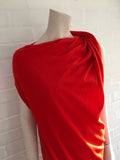 LANVIN Women's Red Draped Asymmetric Neck Wool Knit Dress Ladies