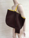 JIL SANDER Women’s Large Leather Reversible Yellow Burgundy Shopper Tote Bag Ladies