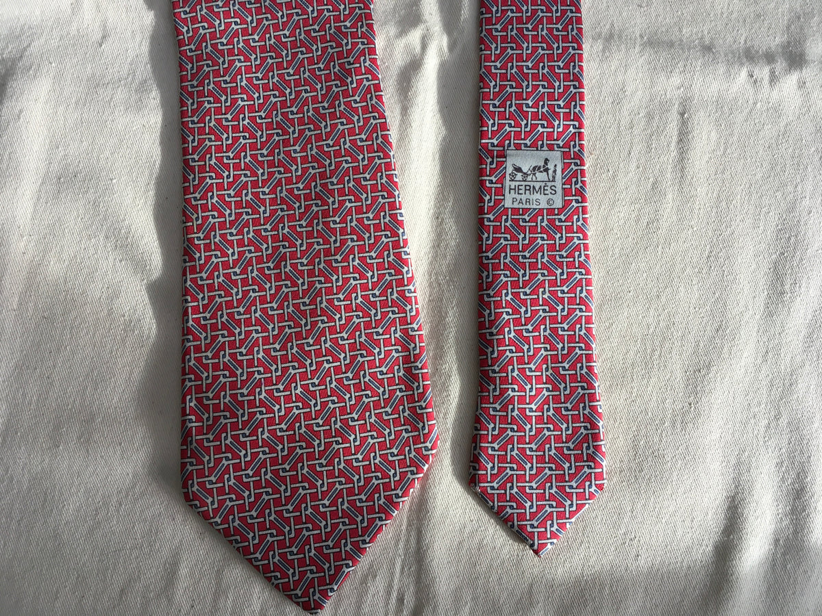 Hermès HERMES Paris Silk Blue Print Tie 5050 PA 100% AUTHENTIC Men