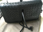Bottega Veneta Black Intrecciato Shoulder Bag Messanger Bag Handbag Ladies