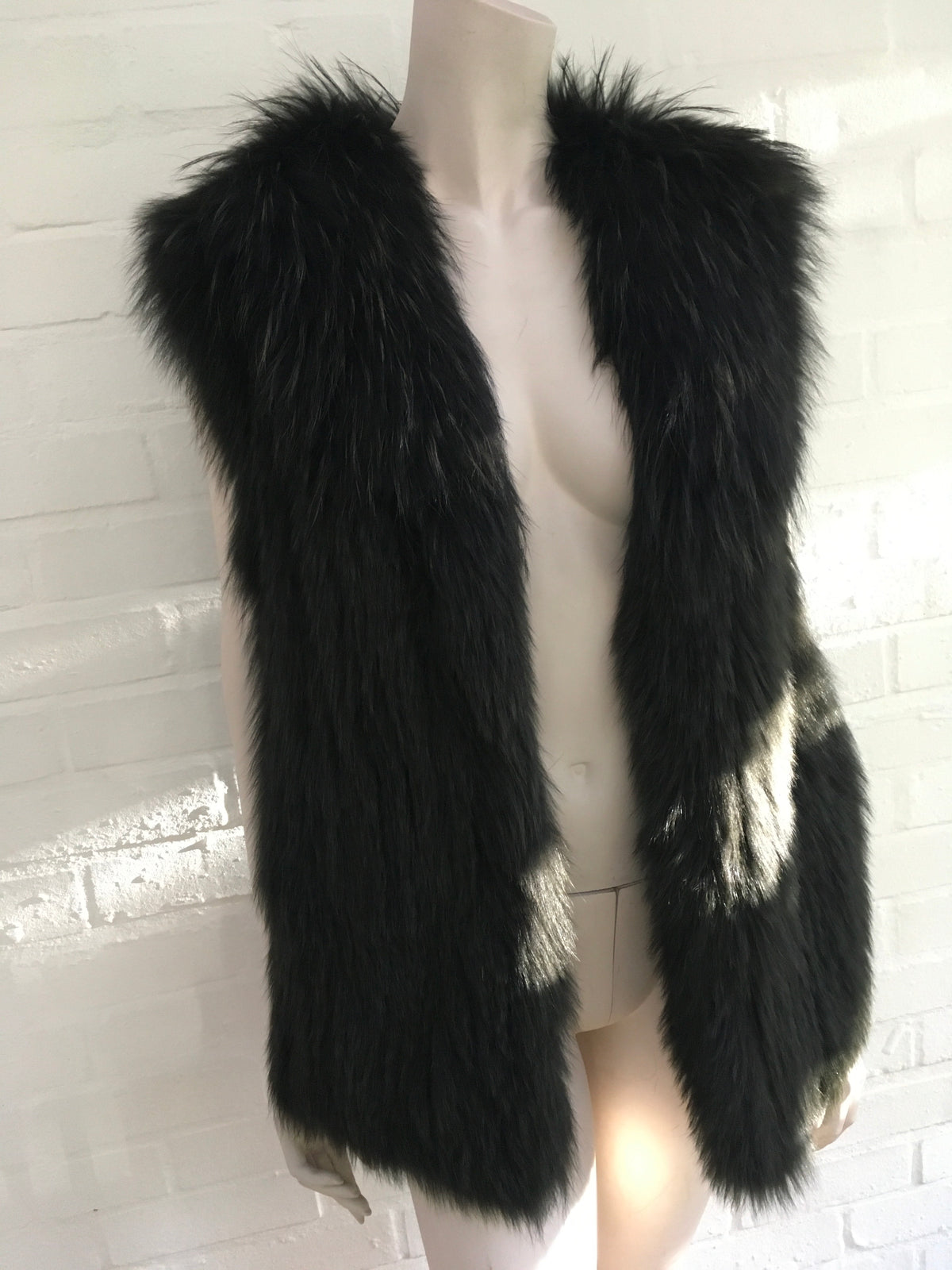 VINCE Women's Green Black Spruce Fox Fur Vest Gilet US 6 UK 10  Ladies