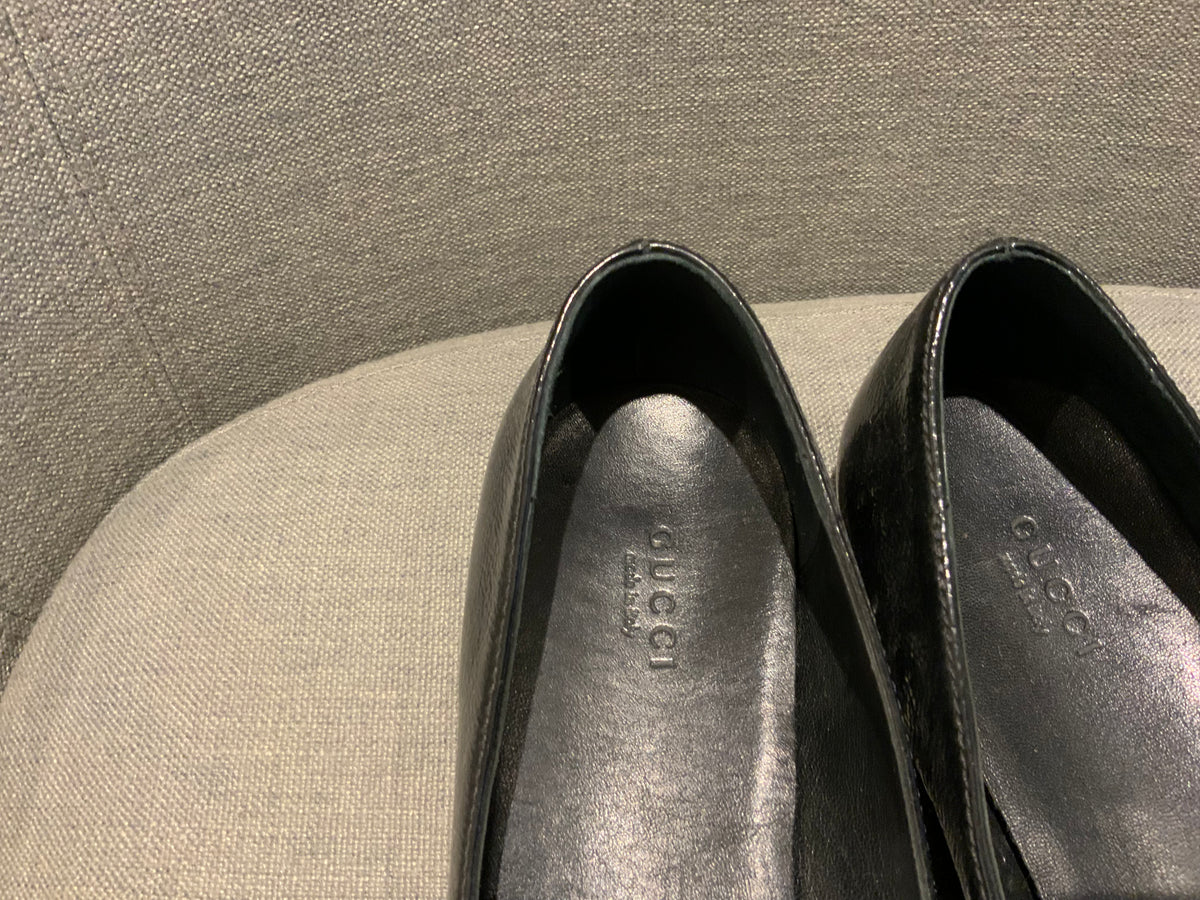 Gucci round-toe flat Patent Leather Printed Ballet Flats Size 40 UK 7 US 10 ladies