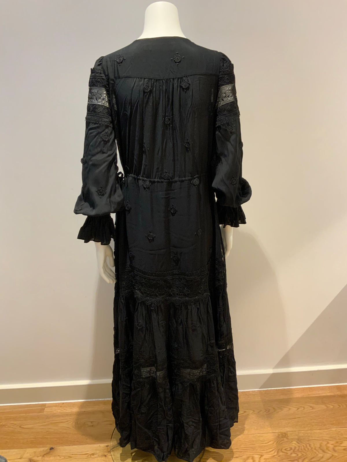 SELF-PORTRAIT 2021 Black 3D Plumetis Maxi Dress SIZE UK 10 US 6 ladies