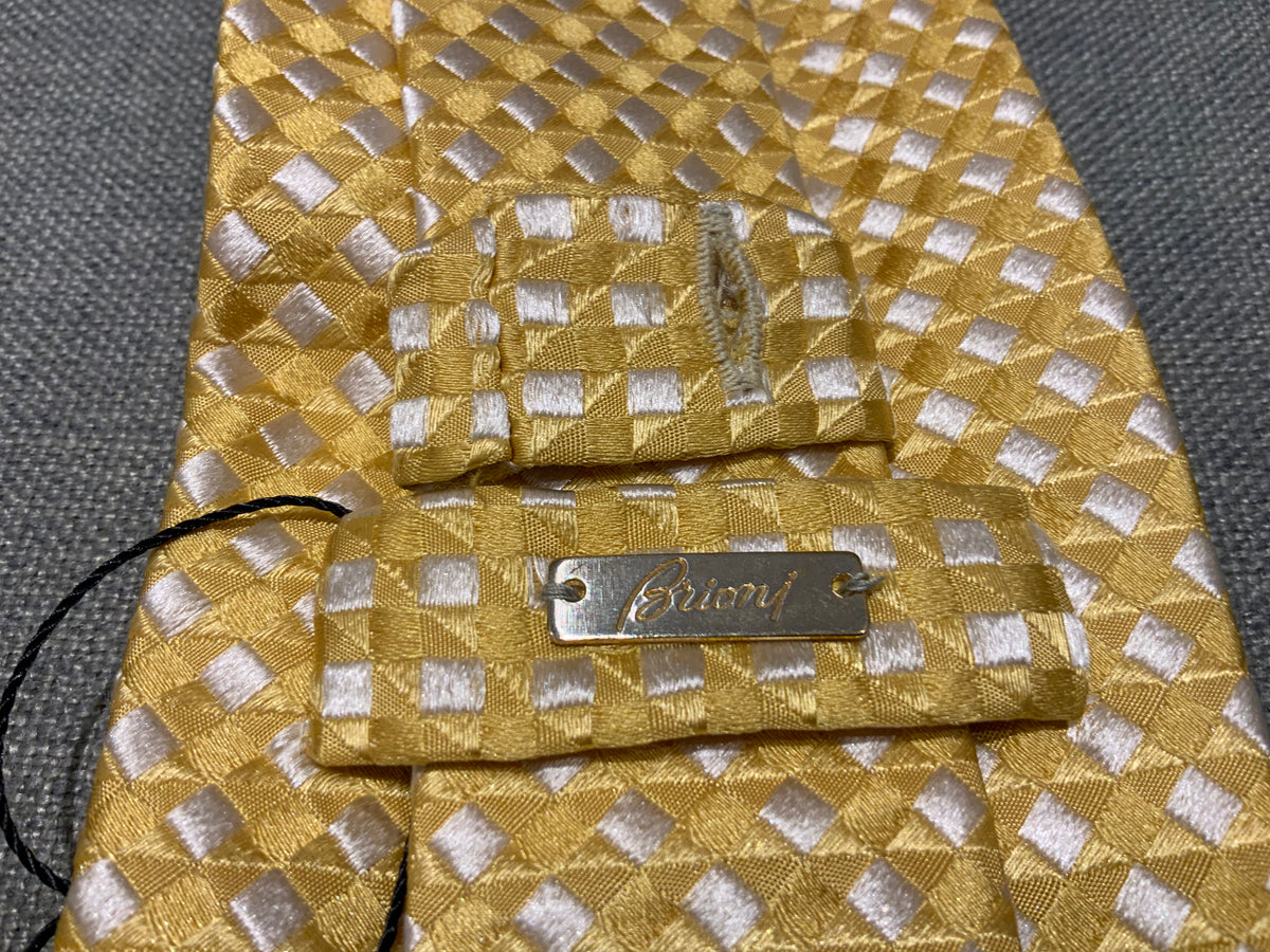 BRIONI Silk Jacquard Yellow Jacquard Mens Tie men