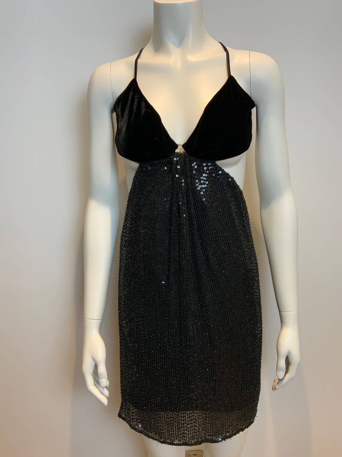 Cynthia Steffe Sequin Embellished Mini Sexy Velvet Bra Top Dress Size 0 XXS ladies