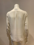 Sandro Paris White Pleated Silky Blouse Top Size 1 S Small ladies