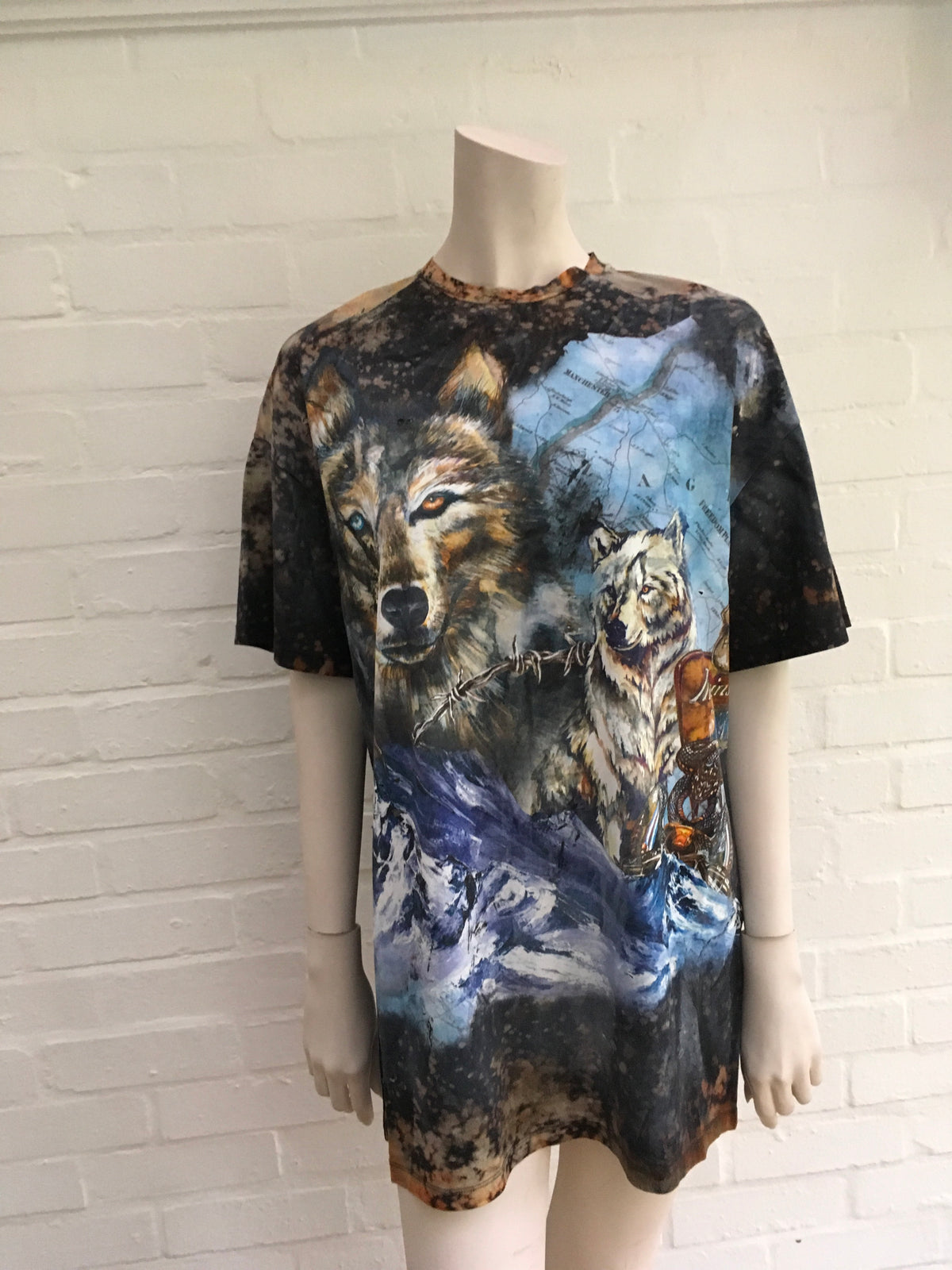 BALMAIN Ladies Wolf print distressed oversized Ladies