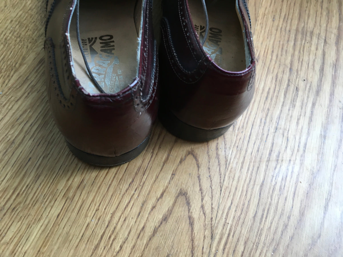 Salvatore Ferragamo Wingtip Leather Oxford Dress Shoes Size 9 1/2 D MEN