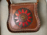 Handmade in Bolivia Engraved Leather Crossbody Bag Bolivia Llama Leather Buckle ladies