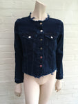 ivy copenhagen navy distressed denim jacket Size 34 XS ladies