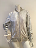 pat pats p c&a silver vintage look faux leather bomber jacket Size M medium ladies