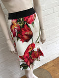 Dolce & Gabbana Fluted floral-print stretch-silk skirt  Ladies