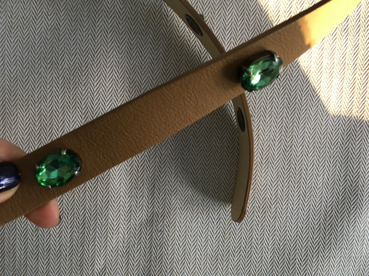 ALESSANDRA RICH Brown Jewel Leather Thin Skinny Belt Ladies