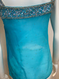 Sundri Khan Blue embellished blouse tank top S small ladies