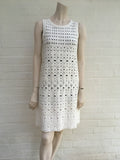 Chanel Black Cotton Crochet Knit Dress SZ F 40 UK 12 US 8 RARE ladies