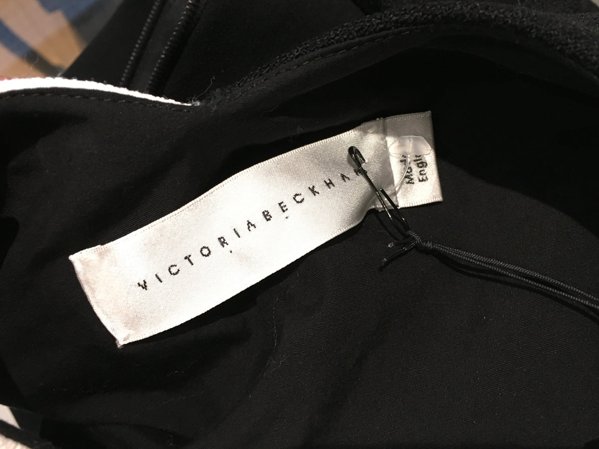 VICTORIA BECKHAM Dense Sable Patchwork Fitted Dress UK 10 US 6 F 38 I 42 ladies