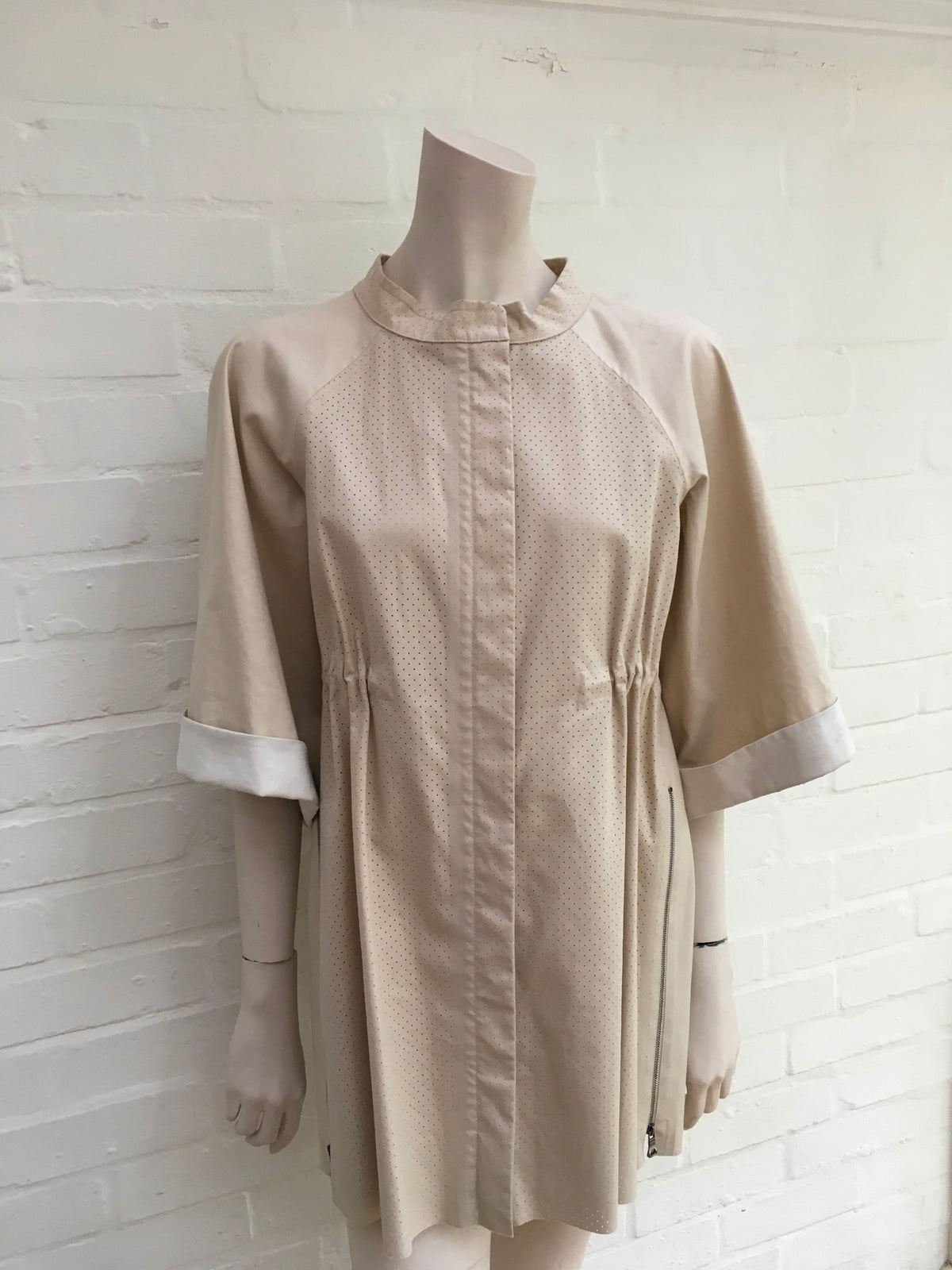 JIL SANDER NAVY Oversized beige Trench Coat SIZE 32 US 0 UK 4 XXS Ladies