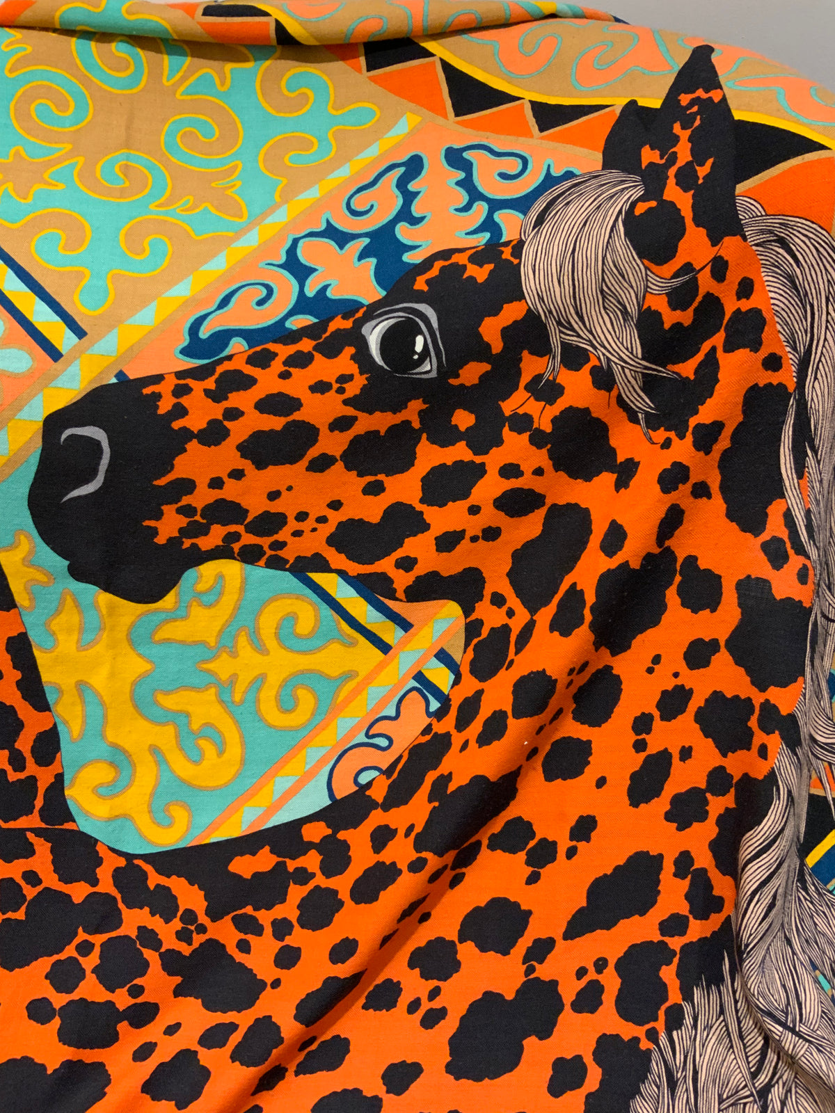 Hermès Hermes Paris Cashmere Silk Appaloosa Des Steppes Shawl 140 Scarf ladies