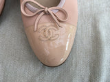 CHANEL CC CAP-TOE FLATS SHOES IN PINK SIZE 40 1/2 LADIES
