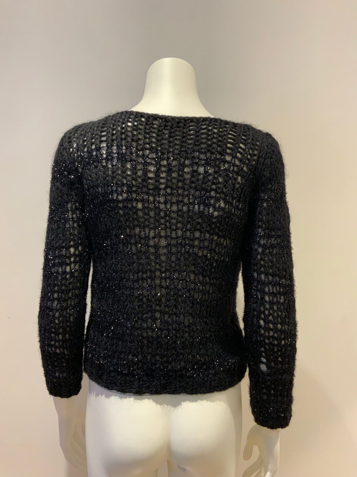 Saint Laurent Black Wool-Mohair open knit pullover sweater SOLD OUT Size S small ladies