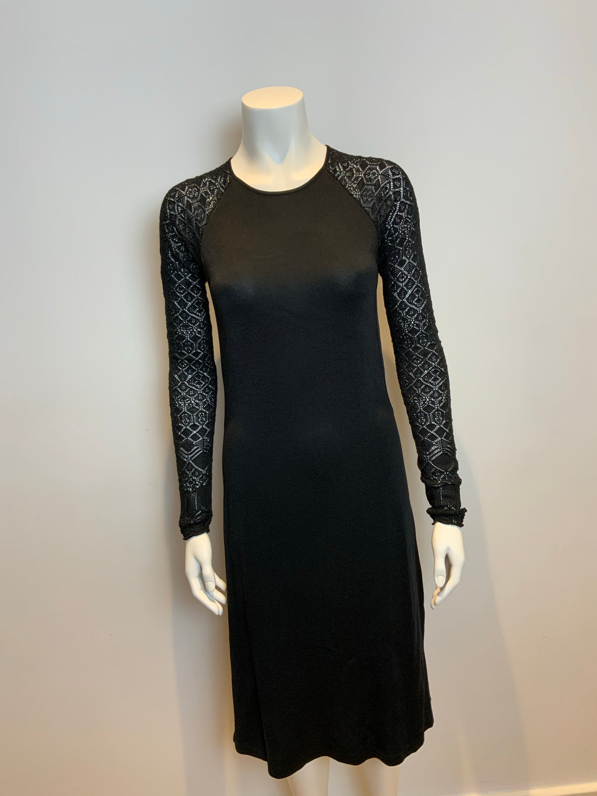 RALPH LAUREN BLACK LABEL CHROCKET SLEEVES MIDI DRESS SIZE L LARGE ladies