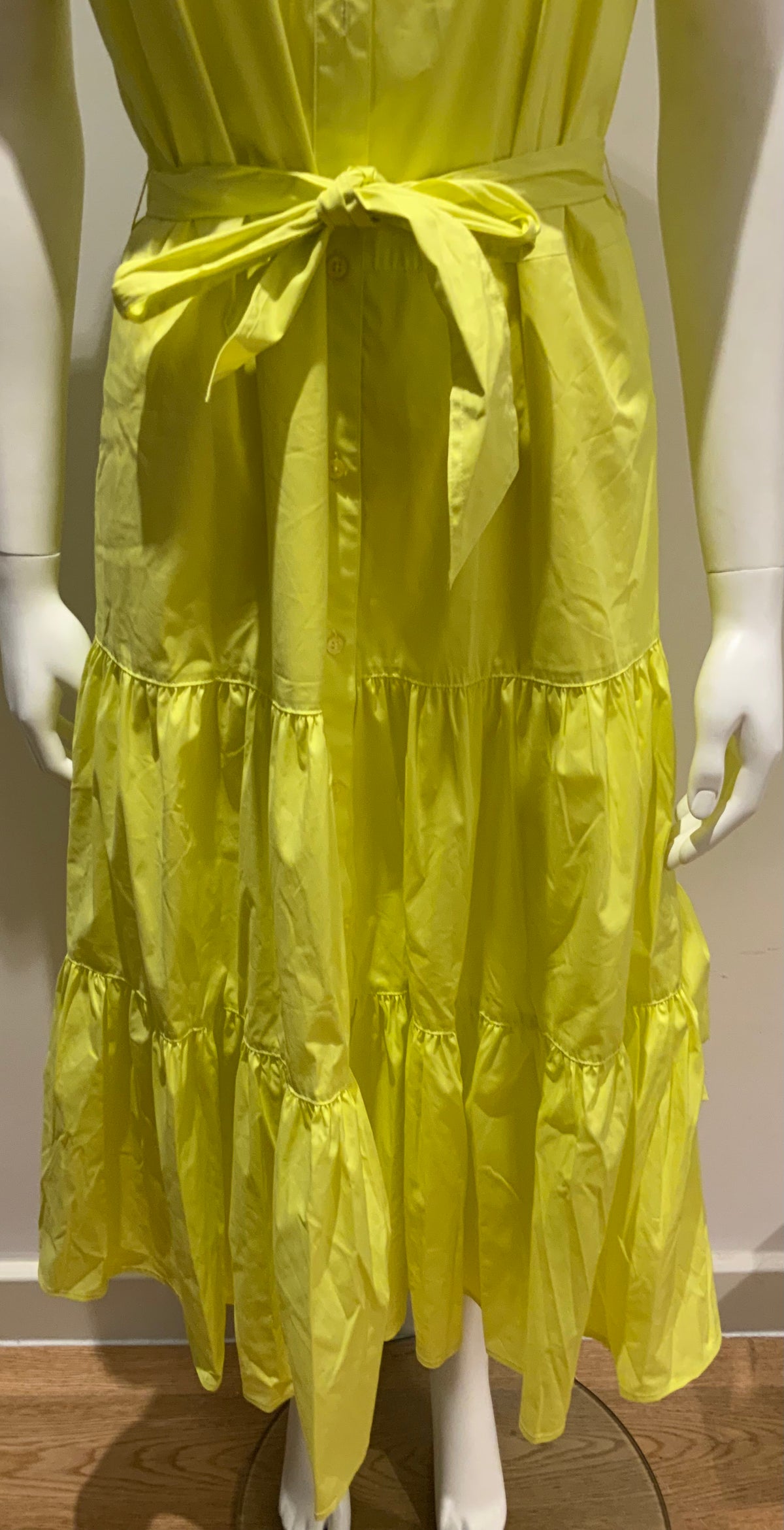 Lauren Ralph Lauren Vilma Sleeveless Tiered Shirt Yellow Dress US 2 UK 6 Xs ladies