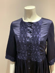 Navy Blue Silk Button Down Dress Size S Small ladies