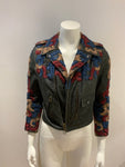 MiH Jeans Distressed Cropped Leather embroiders Biker Jacket Size S small ladies