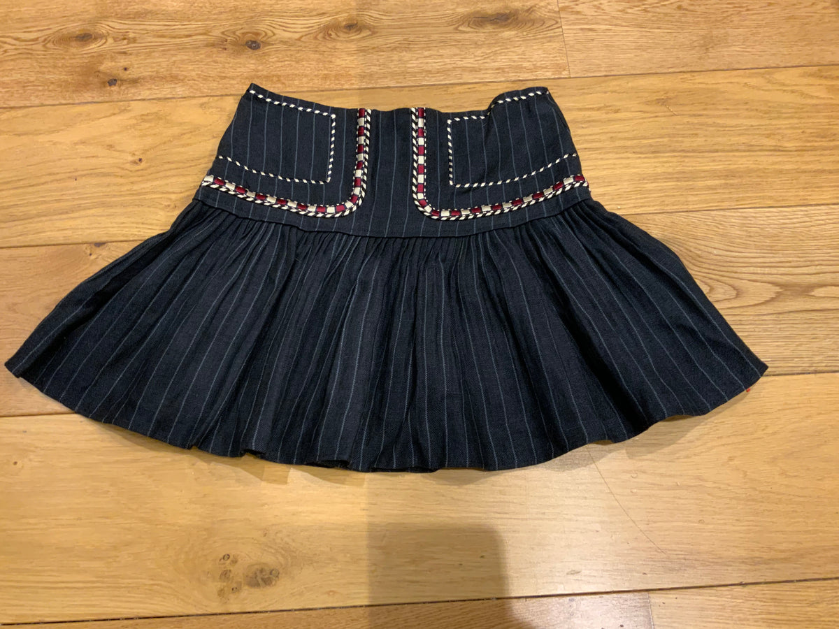 ISABEL MARANT ÉTOILE Jessie Pinstripe Linen Embroidered Skirt Size 38 US 6 UK 10 ladies