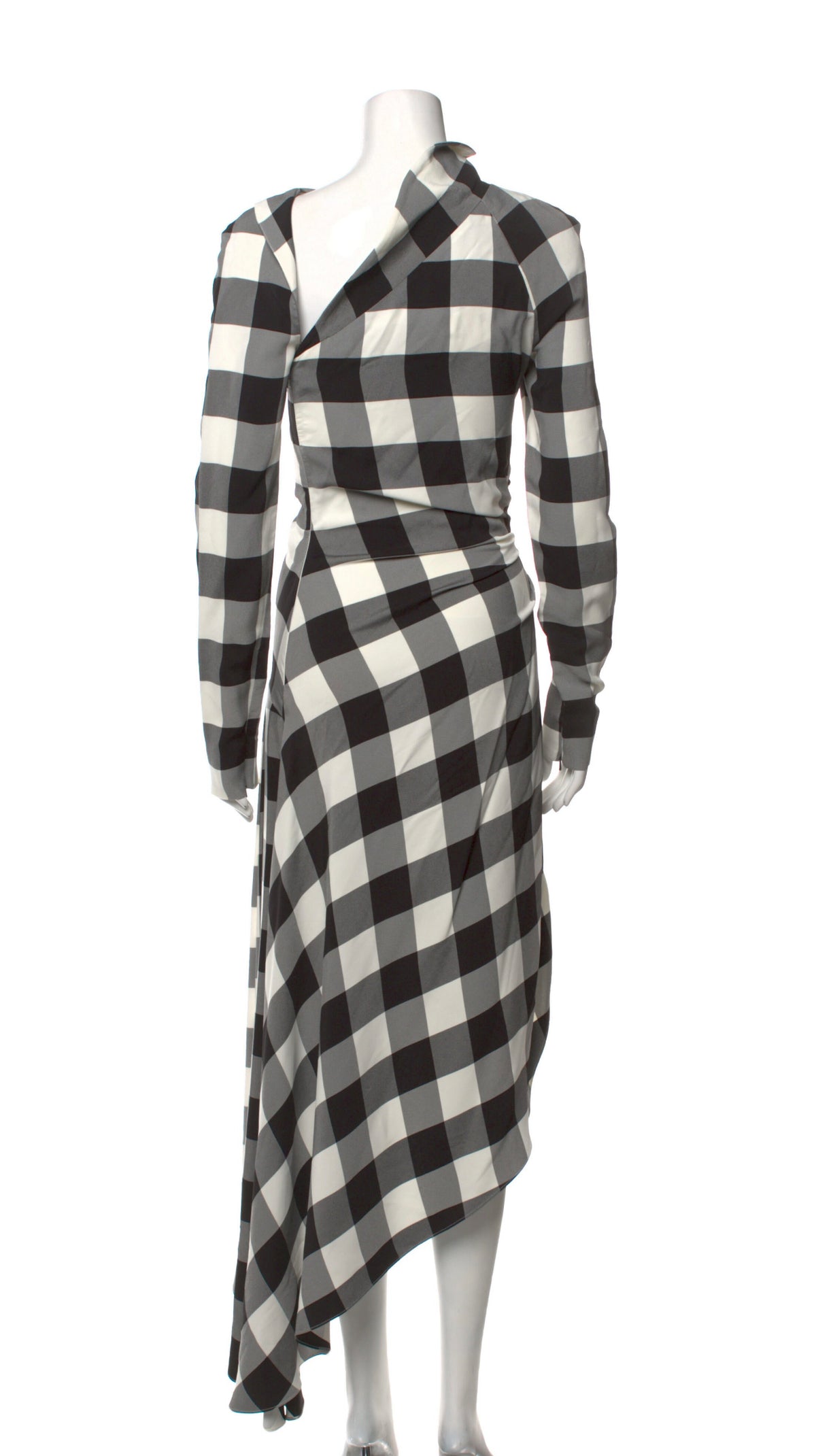 Monse Woman Asymmetric Cutout Gingham Crepe Midi Dress Black Size US 6 UK 10 ladies