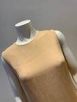 GUCCI Women's Beige Backless Leather Trim Sheath Dress Size I 46 US 10 Uk 14 ladies