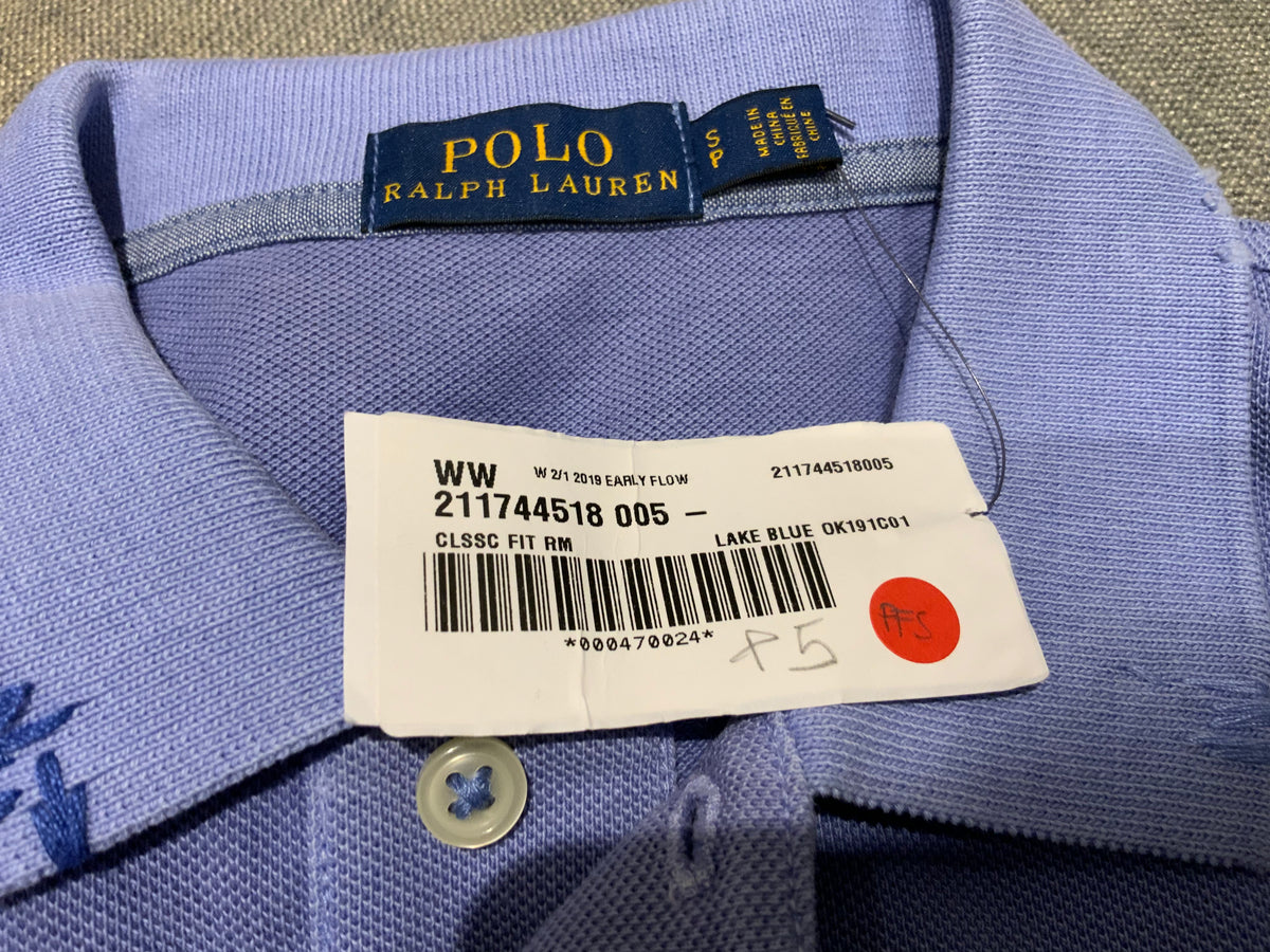 Polo Ralph Lauren Classic Fit Lake Blue Distressed Polo T shirt Size S/P Small men